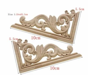 4x Shabby Chic Corner Furniture Moulding Applique Carving Onlay Wooden Cabinet 3 - Foto 1 di 1
