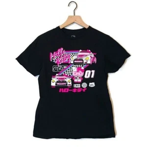 T-shirt Hello Kitty Sanrio nera rosa manica corta racing donna taglia media - Foto 1 di 4