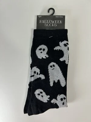 Calcetines Halloween Silver Ghosts Novedad Crew Talla 4-10 Foto 1 de 3