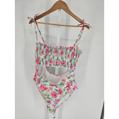 Traje de baño Decree para mujer talla XL de una pieza brillante floral Island Escape calado NUEVO Foto 1 de 4