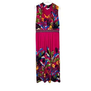 Chico's klassisches plissiertes ärmelloses Maxikleid Regenwald botanisch beere Größe 2 = 12 - Bild 1 von 14