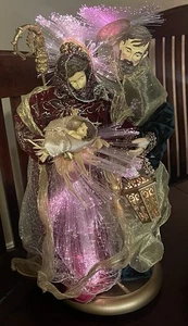 Estatuilla Belén Sagrada Familia Fibra Óptica Vintage Navidad - Imagen 1 de 4