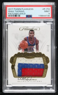 2017-18 Panini Flawless Patch Gold /10 Isiah Thomas #P-ITH PSA 9 MINT Patch HOF - Image 1 of 2