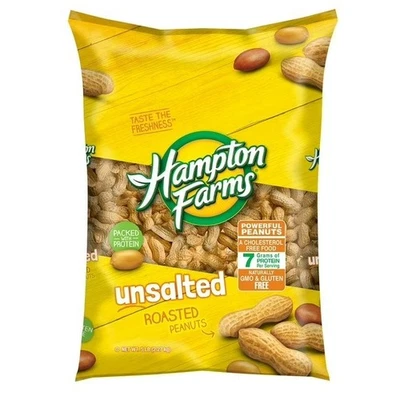 Hampton Farms Unsalted In-Shell Peanuts 5 lb Bulk Snack Fresh Roasted