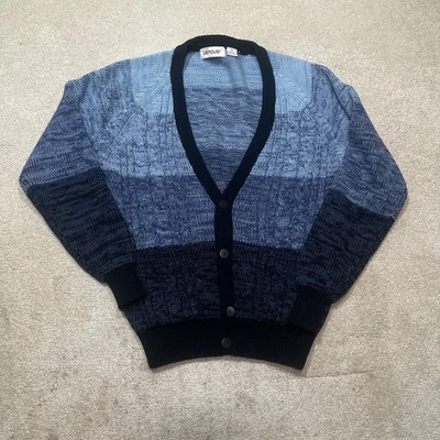Cárdigan Suéter Campus Vintage Para Hombre Medio Azul Acrílico Años 80 Foto 1 de 4