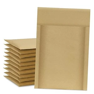Natural Kraft Bubble Mailers 4x8 Inch 50 Pack Brown Padded Envelopes #000 - Afbeelding 1 van 7