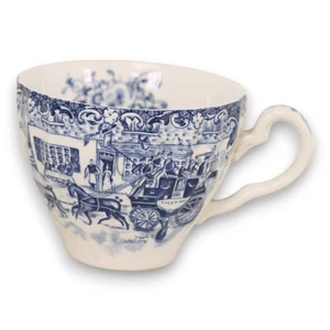 Johnson Brothers Coaching Scenes Blue Flat Tea Cup England Vintage 1960's - Picture 1 of 3