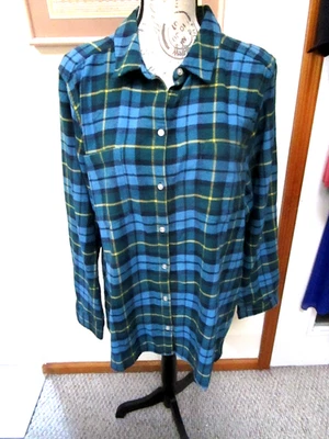 CROFT-BARROW-TEAL/MULT-PLAID-LONG SLEEVE-BUTTON-COLLAR-FLANNEL SHIRT-SIZE-XXL-NT - Image 1 of 3