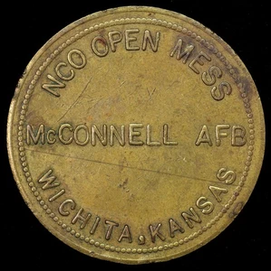 Wichita, Kansas McConnell Air Force Base AFB NCO Open Mess $1 Military Token - Picture 1 of 2