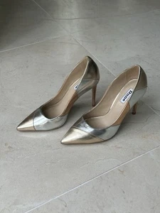DUNE London Metallic Geometric Silver Gold Stiletto Heels Shoes UK 5/ EU38 - Picture 1 of 8