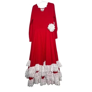 Serendipity Girls Dipity Twirl Dress Size 10 Red White Crochet Ruffles Holiday - Picture 1 of 16