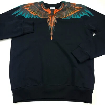 $510 Marcelo Burlon Icon Wings 圆领运动衫黑色男式 S 码 — 第 1/4 张图片