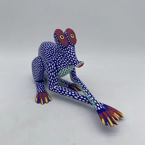 Alebrijes Oaxaca Mexican Folk Art Wood Long Legged Frog Sculpture - Picture 1 of 20
