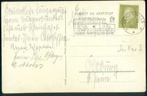 Deutschland SSt Benutzt die Kraftpost 1932 AK Drachenfels Bus Transport Gütesiegel - Bild 1 von 3