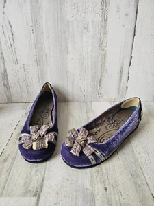 Bobbie blu 8.5 Velvet flat Mary Jane women's shoe purple unique bow new - Picture 1 of 8