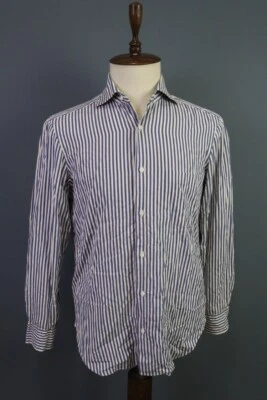 BARBA Blue Striped Long Sleeve Button Shirt Size 40 / 15 / 3/4 - Image 1 of 4