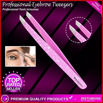 INSTUMAX® Professional Eyebrow Tweezers Slant Tip |Precision Tweezer Hair for Men & Women