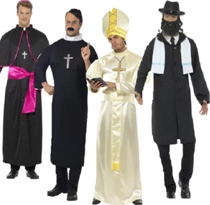 Religious Figure Vicars Nun Priest Pope Rabbi Adults Mens Fancy Dress Outfit - Picture 1 of 15