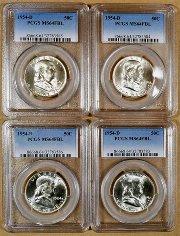1954-D PCGS MS64 FBL Franklin Half Dollar - 95+% Blazing White Cover