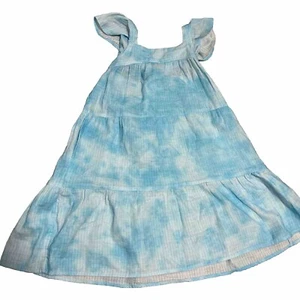Girls Size 8 Blue & White Criss Cross Back Sundress With Cap Sleeve and Pockets - Picture 1 of 15