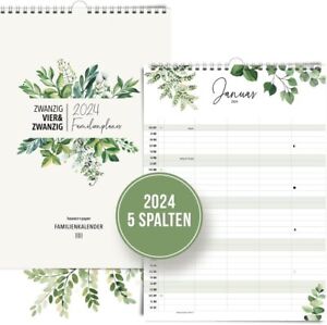 heaven+paper Familienplaner 2024 5 Spalten A3 - XXL Familienkalender Eukalyptus