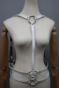 Alexander McQueen Authentic White Leather Body Harness Belt One Size - Picture 1 of 20