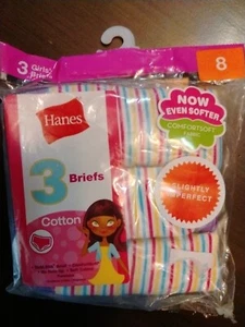 Girls Size Hanes 3 pack Briefs Cotton Softer Comfort - Picture 1 of 2