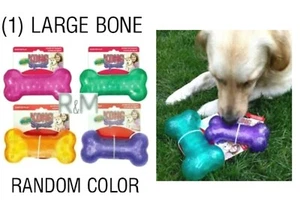 KONG Crackle Squeezz - (1) LARGE Bone - RANDOM COLOR Crackle Dog Chew Toy - Picture 1 of 3