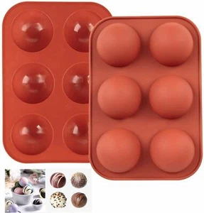 6-Cavity Silicone Cake Mold Hot Chocolate Bombs Mold 2" Half Ball Sphere Small - Picture 1 of 7