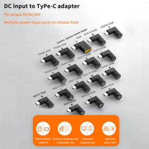65W Laptop Power Adapter DC Female To USB Type C Male Converter For Dell Lenovo - Zdjęcie 1 z 29