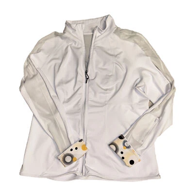 Chaqueta ZELLA Activewear Talla XL Cremallera Completa Blanca Tejida Bolsillos con Cremallera Foto 1 de 4