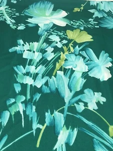 Vintage 60’s Green Abstract Floral Print Polyester Fabric 45” x 45” knit granny - Bild 1 von 8