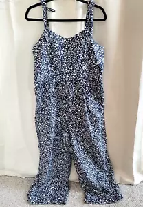 Old Navy Womens Jumpsuit XL Ditsy Floral Linen Blend Smocked Wide Leg Boho 17397 - Picture 1 of 11
