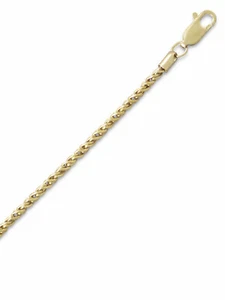 Collar de cadena de cuerda retorcida de 2,1 mm de ancho relleno de oro amarillo de 14 k - Hecho en EE. UU. - Imagen 1 de 1