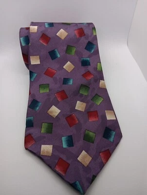 J.T. Corbata Beckett para hombre seda púrpura geométrica patrón ondulado usada en excelente estado Foto 1 de 4
