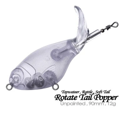 10PCS 9cm 12g Rotated Tail Topwater Unpainted Bait Blank Fishing Lure model - Image 1 of 4