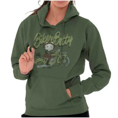 Sudaderas con capucha Betty Boop vintage de dibujos animados para motociclista de viaje para mujer Foto 1 de 4