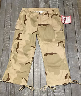 Rothco NWT Desert Camo Capri Pants Cargo Pockets Tie String Bottoms Size 13/14 - Image 1 of 4