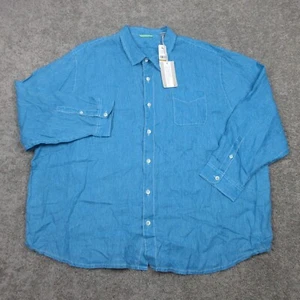 Tommy Bahama Shirt Mens 4XLB Blue Linen Sea Glass Breezer Button Up Collared NWT - Picture 1 of 11