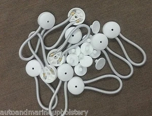 STAYPUT, 10 WHITE Bungee Shock Cord Clip Loops. Boat Cover - Foto 1 di 2