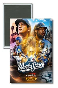 Serie Mundial 2025 Tor Blue Jays LA Dodgers MLB Imán de refrigerador de 2" x 3" - Imagen 1 de 3