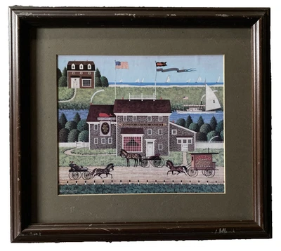 CHARLES WYSOCKI ESTAMPADO LA POSADA DE LA BALLENA ROJA, ENMARCADO Y MATE Foto 1 de 4