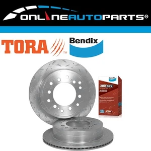 Rear Brake Disc Rotors Bendix 4WD Pads for Landcruiser HZJ70 HZJ73 HZJ75 90~99 - Picture 1 of 5