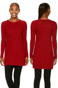 APT. donna Maglione foderato in maglia a costine rosso glitter 9 S con paillettes incorporate - Foto 1 di 22