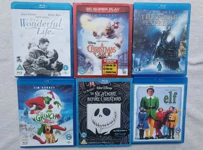 CHRISTMAS XMAS 6 BLU RAY BUNDLE ELF POLAR EXPRESS GRINCH NIGHTMARE BEFORE CAROL  - Image 1 of 2