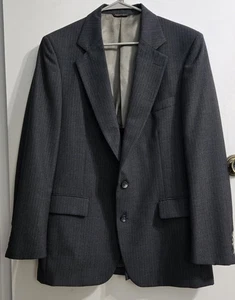 Cricketeer Mens Blazer Sport Coat Grey Pin Stripe Calendar Cloth Union Made 44R - Picture 1 of 9