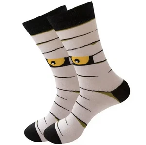 Unisex Crew Socks Halloween Mummy Socks Black and White Cotton Socks - Picture 1 of 1