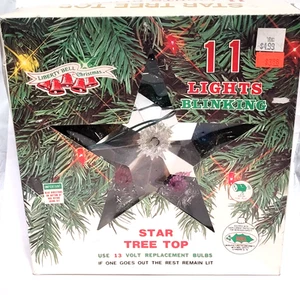 Campana de la Libertad Navidad 11 Luz Parpadeante Estrella Árbol Topper 8" con Caja - Imagen 1 de 4