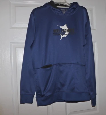 Reel Legends Hoodie Men Size L  Hands Free Pockets  Fishing Blue - Image 1 of 4
