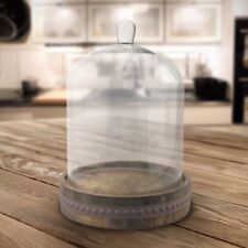 Rustic Terrarium Bell Dome Glass Cloche Display ~ Distressed Wood Base, 9" x 12"